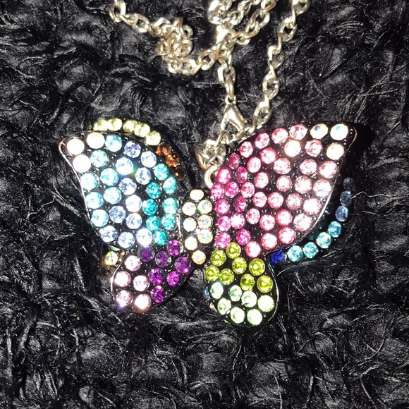 Butterfly Colorful Rhinestone Necklace - Picture 4 of 16